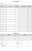 Line Up Card - Baseball