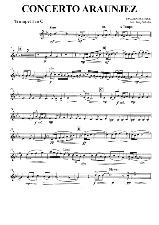 Concerto Araunjez (Trumpet 1 In C) Printable pdf