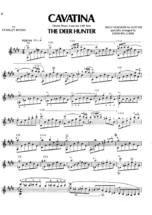 Cavatina - Theme Music From The Deer Hunter Printable pdf