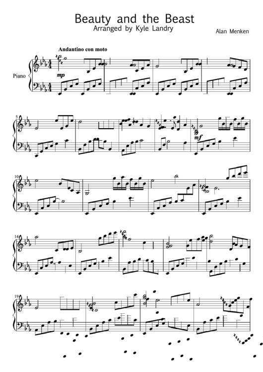 Beauty And The Beast (Arranged By Kyle Landry) Sheet Music Printable pdf