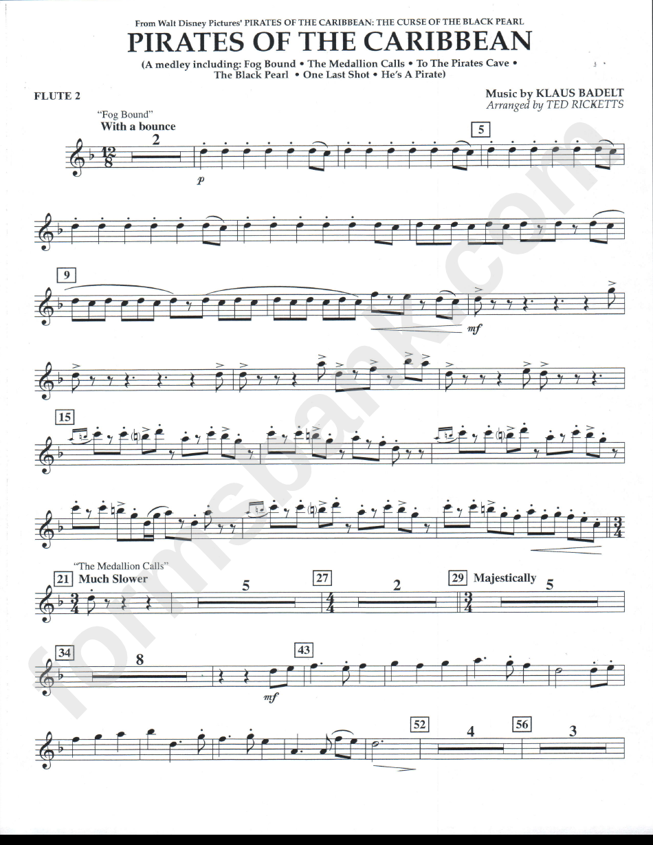 Pirates Of The Caribbean (Flute Sheet Music)