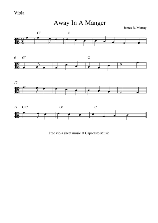 Away In A Manger - James R. Murray (Viola) Printable pdf