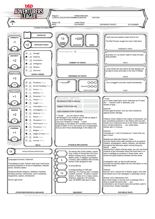 Rogue Trader Character Sheet Printable pdf