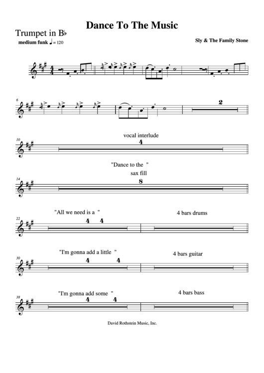 Dance To The Music - Sly & The Family Stone Printable pdf