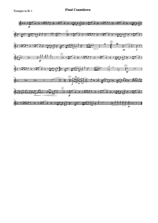 Final Countdown - Arr. Guus Geusenbroek (Trumpet) Printable pdf
