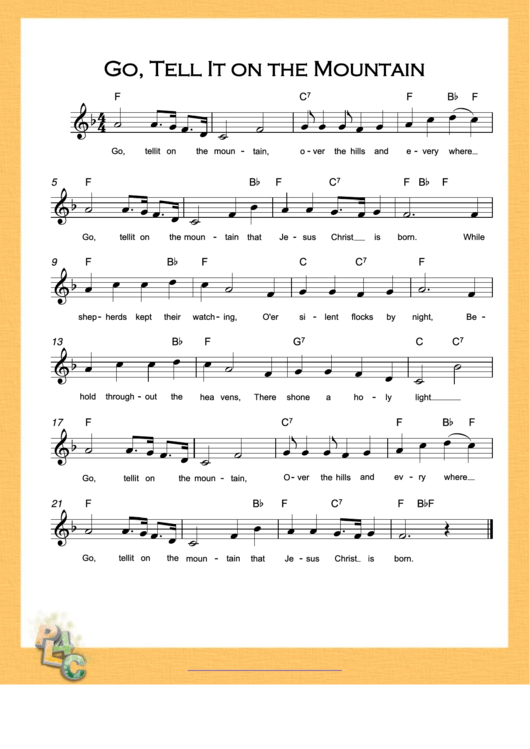 Go, Tell It On The Mountain - Piano Sheet Music Printable pdf
