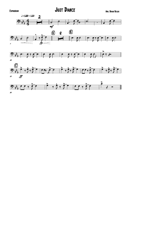 Sheet Music - Just Dance - Euphonium Printable pdf