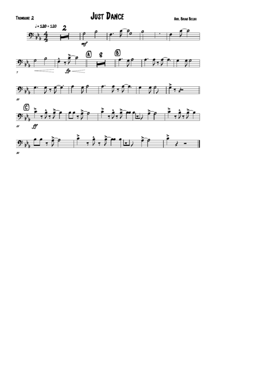 Sheet Music - Just Dance - Trombone Printable pdf