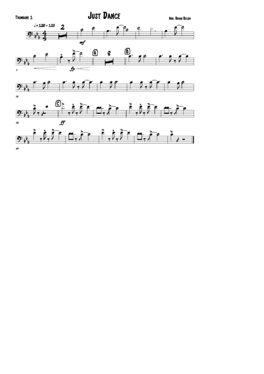 Just Dance - Trombone Sheet Music Printable pdf