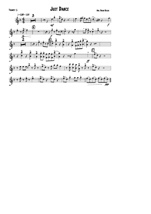Just Dance - Trumpet Sheet Music Printable pdf