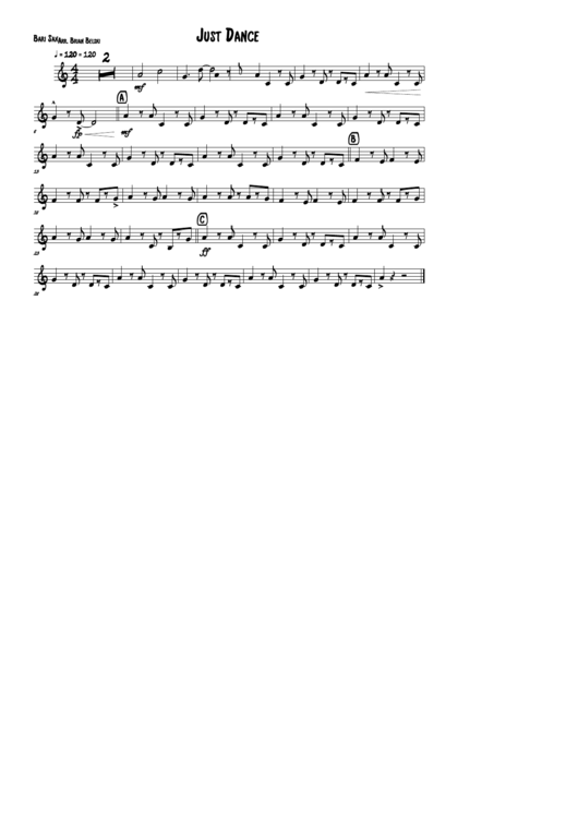 Just Dance - Bari Sax Sheet Music Printable pdf