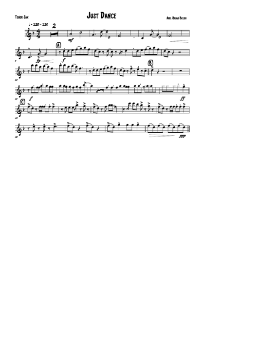 Just Dance - Tenor Sax Sheet Music Printable pdf