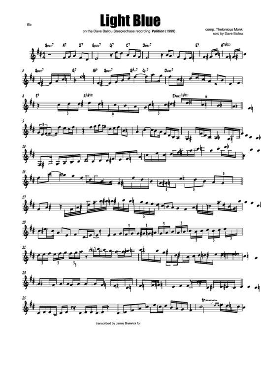 Thelonious Monk - Light Blue Sheet Music Printable pdf