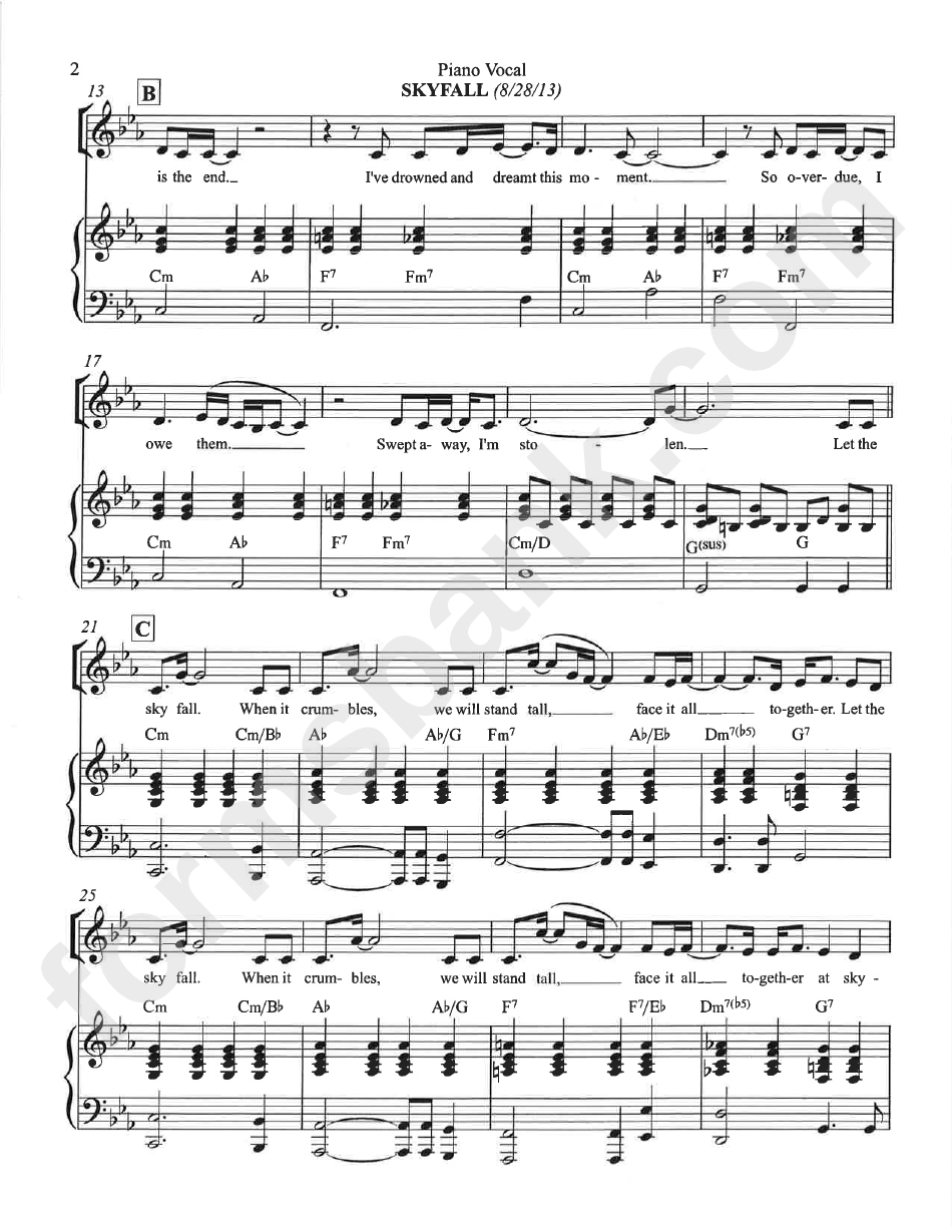 Piano/vocal - Skyfall Theme