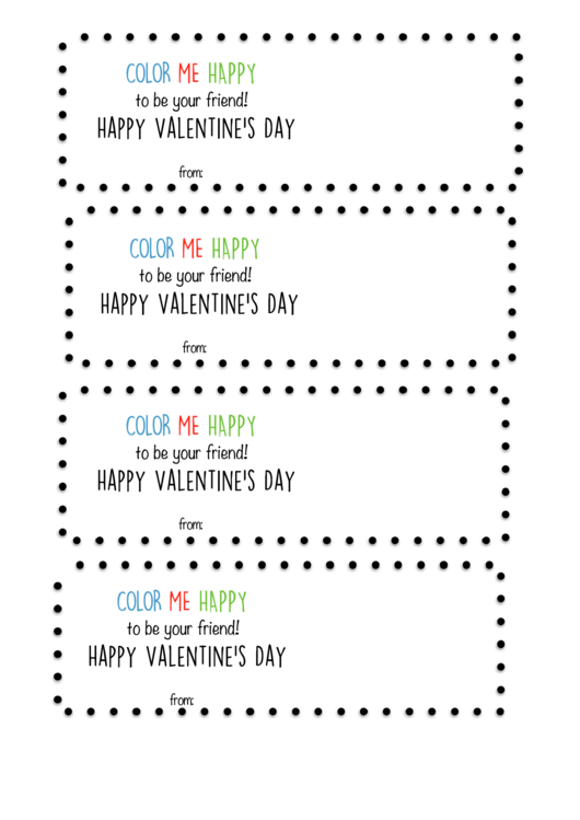 Color Me Happy Valentine Card Template Printable pdf