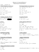 General Physics I Final Exam Formula Sheet Printable pdf