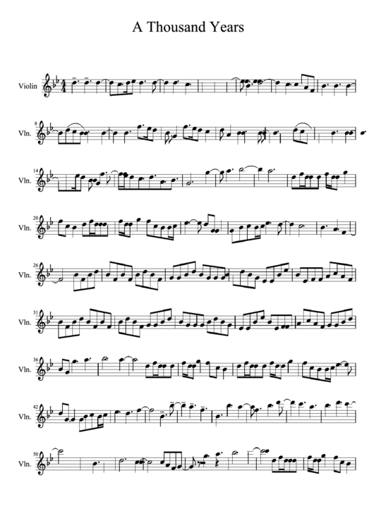 A Thousand Years - Piano Sheet Music Printable pdf
