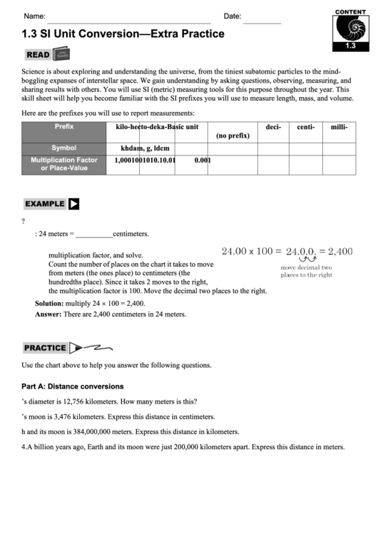 Unit Conversion Worksheet Printable pdf