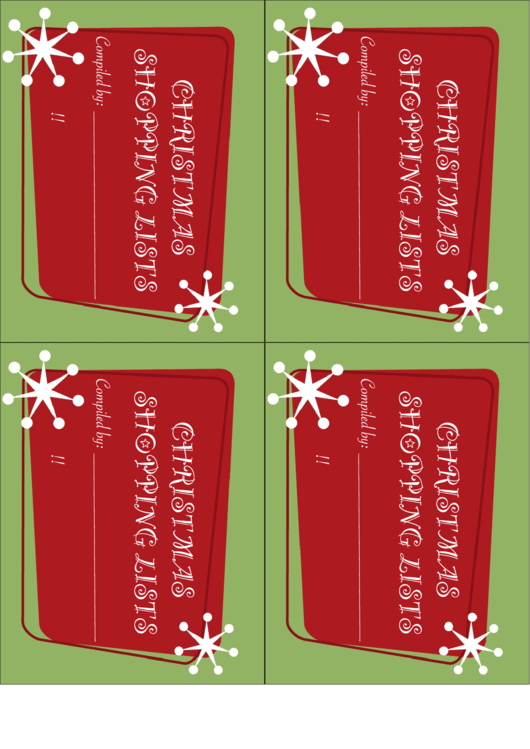 Christmas Shopping List Tag Template Printable pdf