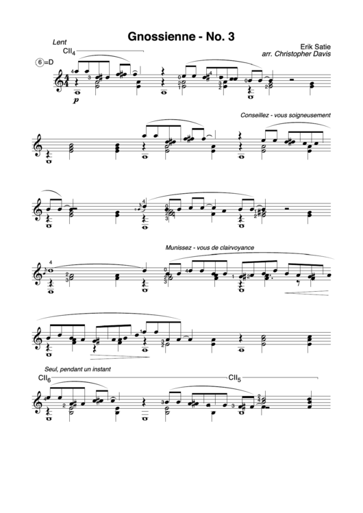 Erik Satie - Gnossienne No. 3 Printable pdf
