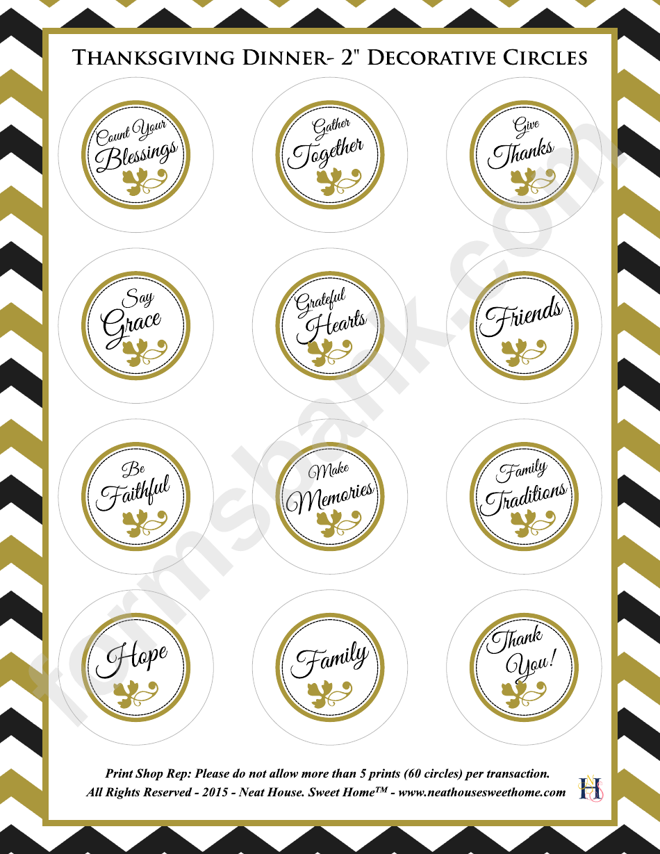 Thanksgiving Circle Place Card Template
