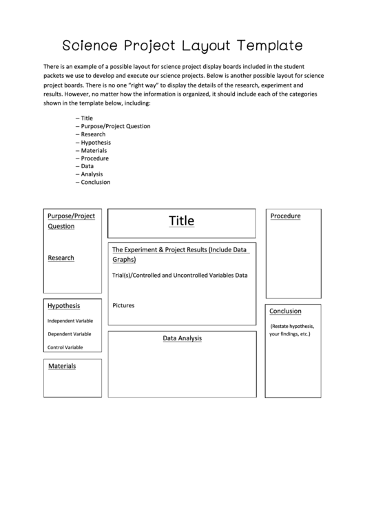 Science Project Layout Template printable pdf download