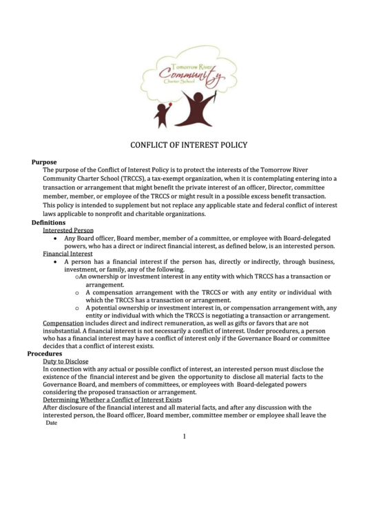Conflict Of Interest Policy printable pdf download