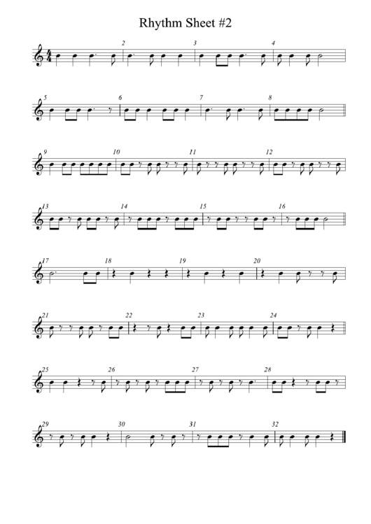 Concert Band Rhythm Sheet - Number 2 Printable pdf