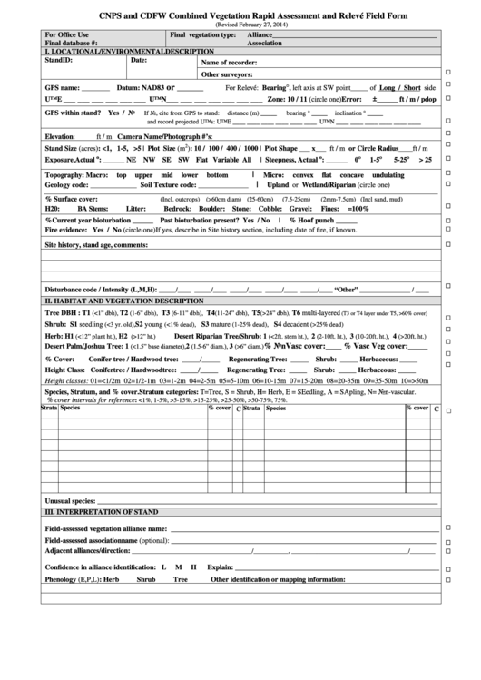 Cnps Rapid Assessment Field Form Printable pdf