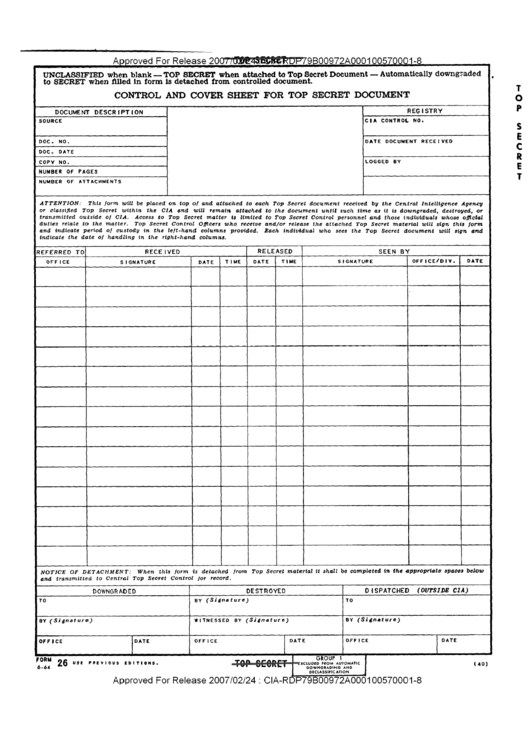 control and cover sheet for top secret document printable pdf download