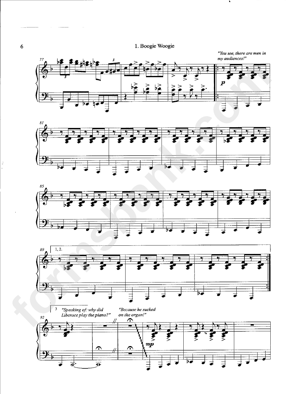 Boogie Woogie Piano Sheet Music printable pdf download