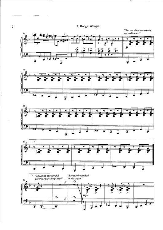 Boogie Woogie Piano Sheet Music Printable pdf