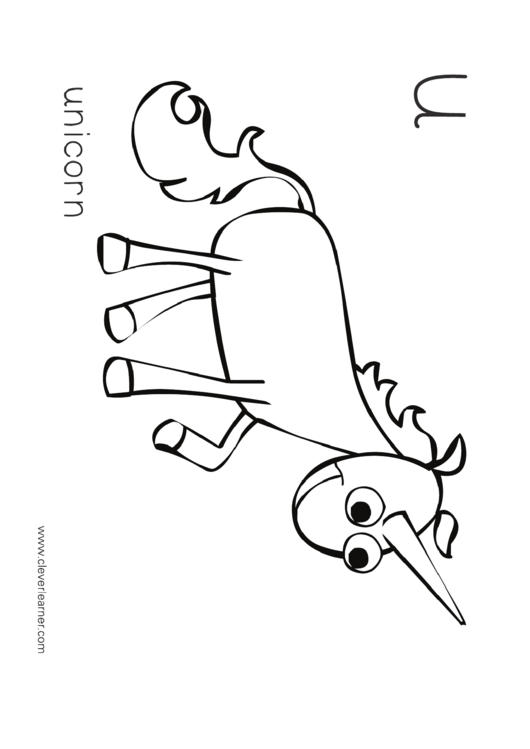 U Is For Unicorn Coloring Sheets Printable pdf