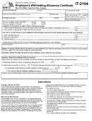 Form It-2104 - Employee's Withholding Allowance Certificate - 2016