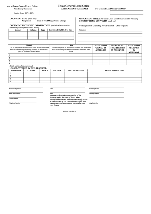 Assignment Summary Printable pdf