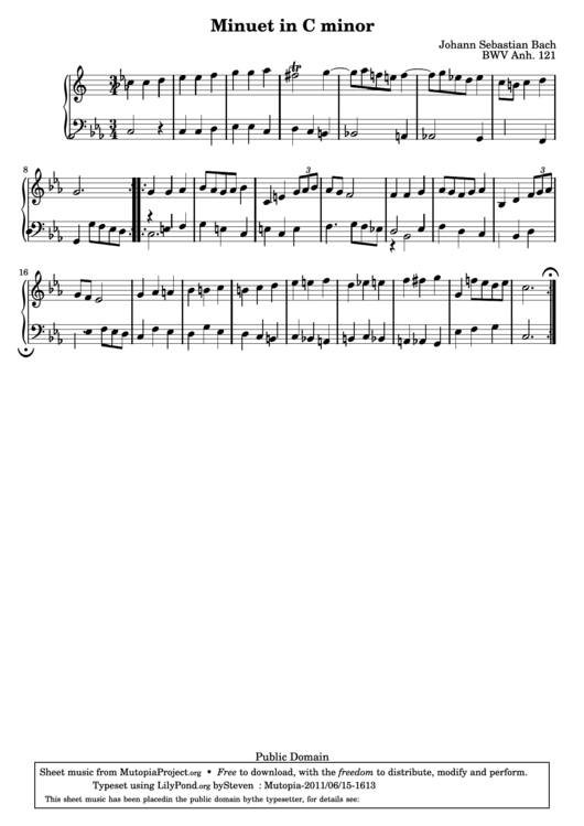 Minuet In C Minor - Johann Sebastian Bach Printable pdf
