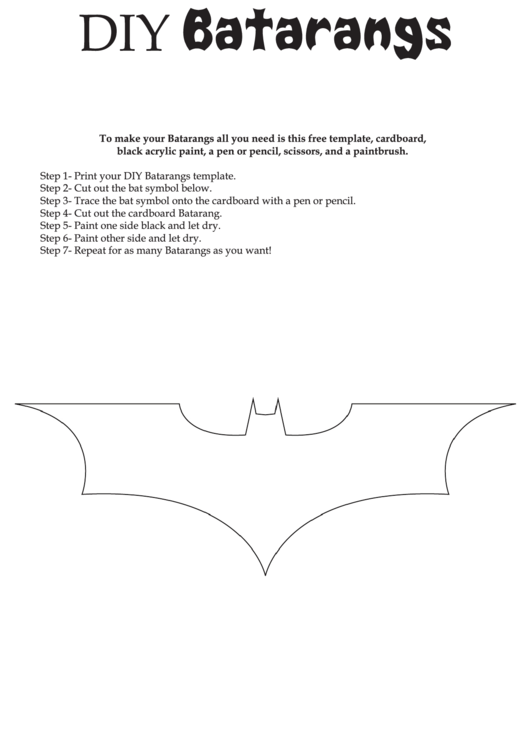 Batarang Template Printable pdf