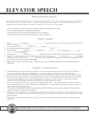 Elevator Speech Template Printable pdf