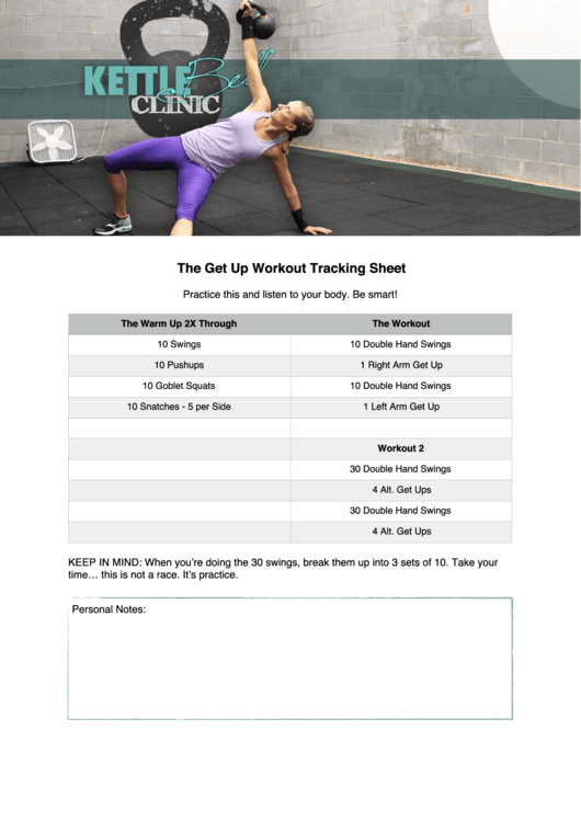The Get Up Workout Tracking Sheet Printable pdf