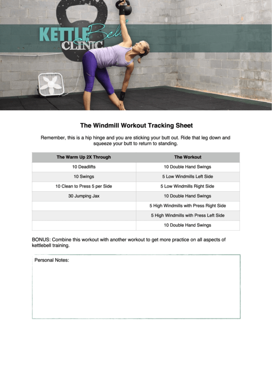 The Windmill Workout Tracking Sheet Printable pdf