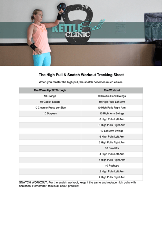 The High Pull & Snatch Workout Tracking Sheet Printable pdf