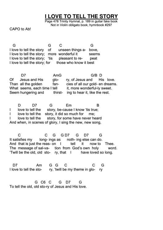 I Love To Tell The Story - Hymn Chords Printable pdf