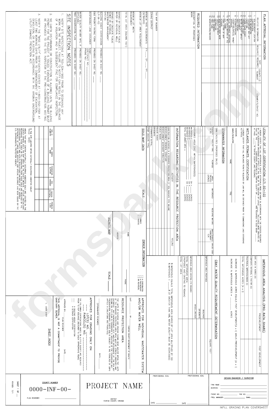 Infill Grading Plan Cover Sheet - Fairfax County, Virginia