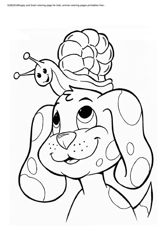 Puppy And Snail Coloring Page Printable pdf
