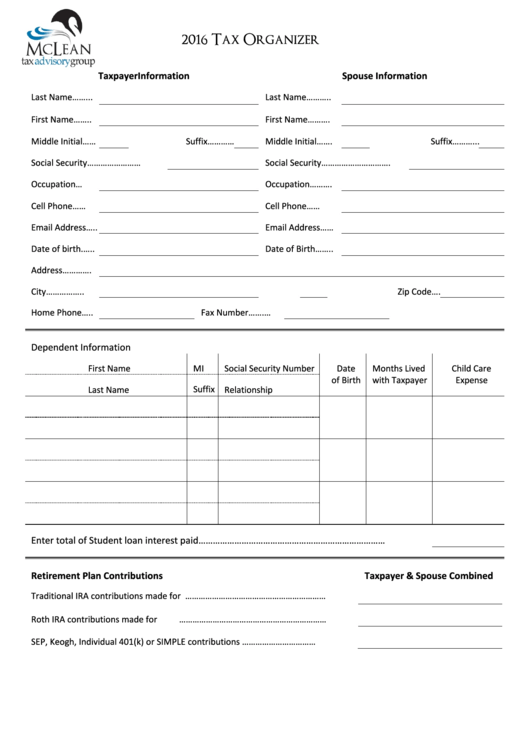 Printable Tax Organizer Template Printable World Holiday