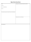 Major Works Data Sheet Printable pdf