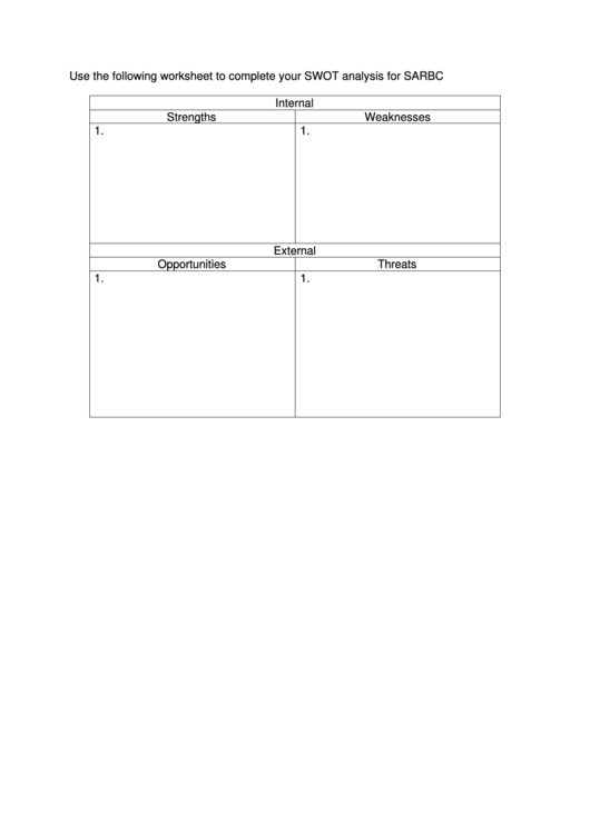 Swot Analysis Template Printable pdf