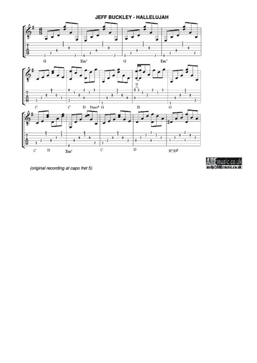 Jeff Buckley - Hallelujah Printable pdf