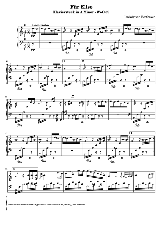 Fur Elise - Ludwig Van Beethoven Sheet Music Printable pdf