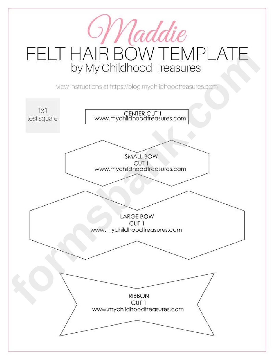 Felt Hair Bow Template printable pdf download